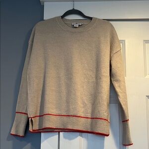 Vineyard Vines Beige Crewneck Sweater with orange Trim